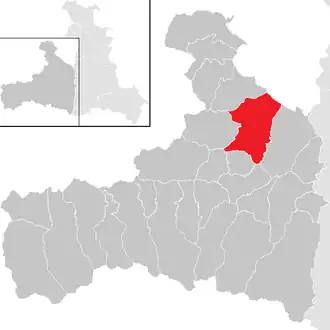 Lage der Gemeinde Saalfelden am Steinernen Meer im Bezirk Zell am See (anklickbare Karte)