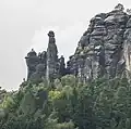 Bergsteiger auf dem Kletterfelsen Förster unweit der Barbarine