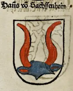 Wappen des Hans von Sachsenheim, Ulrich von Richentals Chronik des Konstanzer Konzils 1483