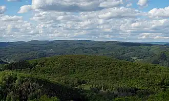 Blick vom Aussichtsturm auf dem Rimberg zur Sackpfeife