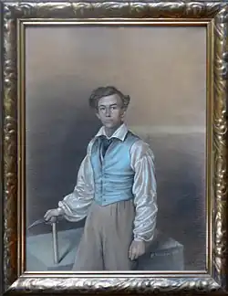 Der nachmalige New Yorker Architekt Alexander Sältzer als Zimmerer-Geselle in Eisenach, Pastell 1832