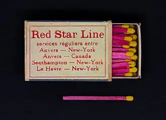 Werbe-Hölzchen der Red Star Line