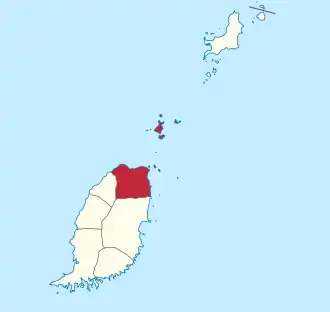 Karte von Grenada, welche das Saint Patrick Gebiet zeigt.