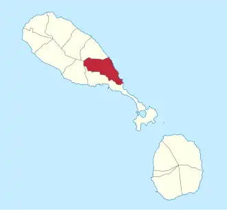 Die Lage von Saint Peter auf der Insel St. Kitts