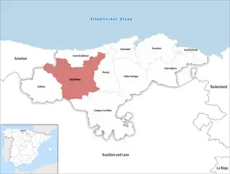 Die Lage der Comarca Saja-Nansa in der autonomen Gemeinschaft Kantabrien