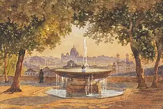 Blick über Rom vom Brunnen der Villa Medici, um 1850