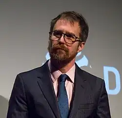 Die Schauspieler Michael Greyeyes und Sam Rockwell, die im Film Sitting Bull und Silas Groves verkörpern, bei der Vorstellung des Films beim Tribeca Film Festival im April 2018