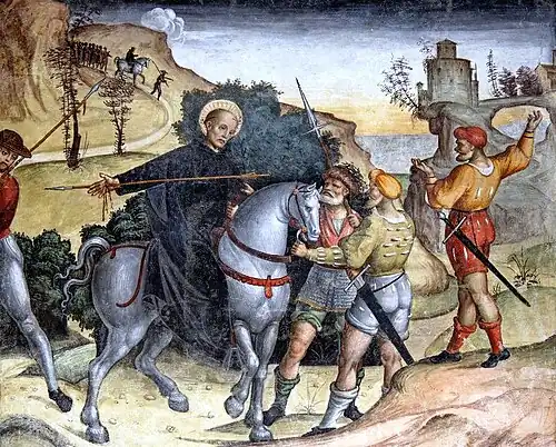 Bernardino Lanzani, Szenen aus dem Leben des Heiligen Maiolus, Abt von Cluny, Detail, um 1520.