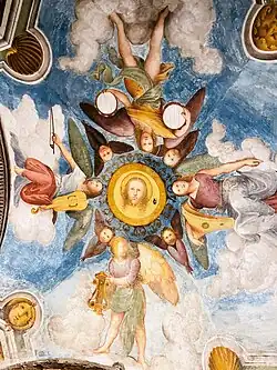 Maestro delle storie di Sant’Agnese, Veronika mit musizierenden Engeln, Gewölbe der Krypta