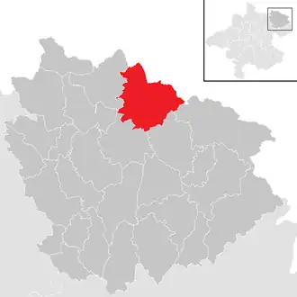 Lage der Gemeinde Sandl im Bezirk Freistadt (anklickbare Karte)