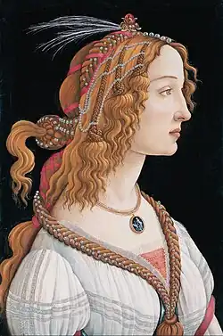 Idealisiertes Porträt einer jungen Frau, auch „Porträt der Simonetta Vespucci als Nymphe“ (1480)