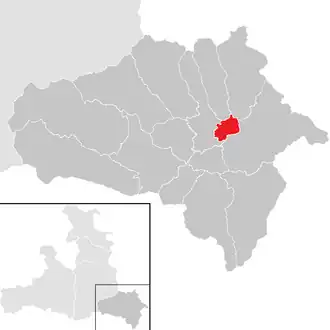 Lage der Gemeinde St. Andrä im Lungau im Bezirk Hallein (anklickbare Karte)