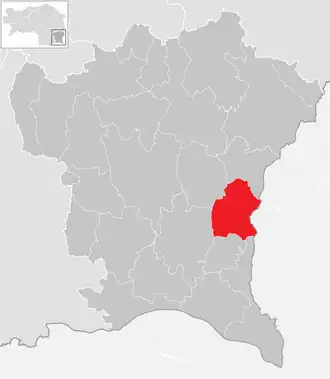 Lage der Gemeinde Sankt Anna am Aigen im Bezirk Südoststeiermark (anklickbare Karte)