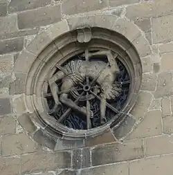 Der Heilige Georg als Geräderter in einem Fenster der Tübinger Stiftskirche