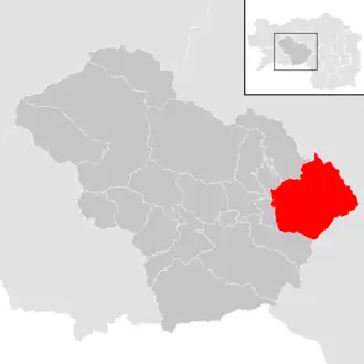 Lage der Gemeinde Sankt Margarethen bei Knittelfeld im Bezirk Murtal (anklickbare Karte)