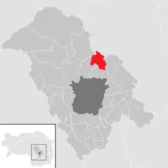 Lage der Gemeinde Sankt Radegund bei Graz im Bezirk Graz-Umgebung (anklickbare Karte)