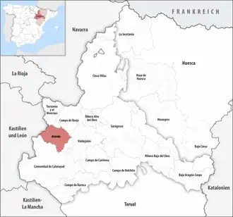 Die Lage der Comarca Aranda in der Provinz Saragossa