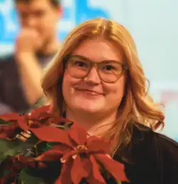 Sarah Vollath bei der Listenaufstellungsveranstaltung der bayerischen Linken (14.12.24)