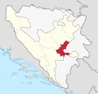 Lage des Kantons in Bosnien und Herzegowina