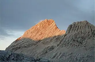 Schönfeldspitze (links) und Wurmkopf (rechts, 2451&nbsp;m) von Westen