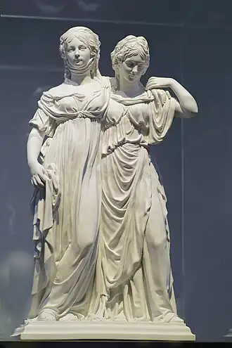 Johann Gottfried Schadow Prinzessinnengruppe von 1796, Ausformung kurz nach 1800 durch Carl Friedrich Hagemann, Biskuitporzellan, Kunstgewerbemuseum, Berlin