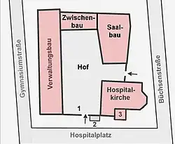 Kirche und alter Hospitalhof (1960)[11]