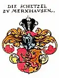 Wappen der hessischen Schetzel zu Merxhausen (Variante)