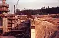 Schiffshebewerk im Bau September 1971 – Blick nach Osten Stützwand zum Oberwasser