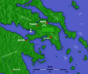 Übersichtskarte mit Ort der Seelandung und der Schlacht