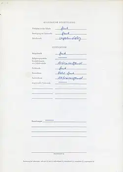 Berufsschulzeugnis von 1975 aus Schleswig-Holstein