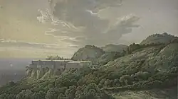 Lithografie für K.F.Schinkels Entwurf von „Schloß Oriana“ auf der Krim