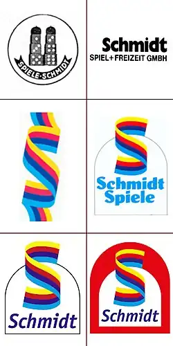 Zeigt alte und neue Logos der Schmidt Spiele GmbH