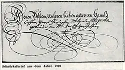 Schnörkelbrief aus dem Jahr 1739