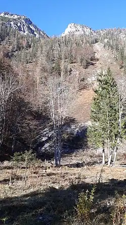 Der Einstieg zur Schlösselschneid am Lödenboden.