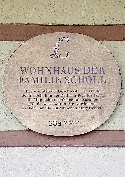 Gedenktafel H. und S. Scholl