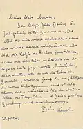 Mittels Füllfederhalter verfasstes Schreiben Karl Fischers zum 49. Geburtstag seiner Mutter Maria, 29. Juli 1946