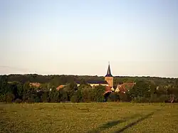 Blick auf Schweighouse-Thann, in deren Mitte Saint-Nicolas