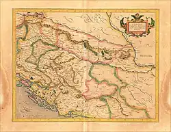 Kroatien ohne das osmanisch besetzte Türkisch-Kroatien auf einer Karte von Gerhard Mercator aus dem Jahr 1609