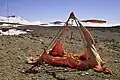 Scott-Zelt, wurde bei Stürmen auf dem Edisto-Gletscher zerstört.