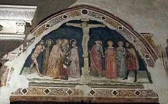 Kreuzigungsfresko Tympanon nördliches Seitenportal