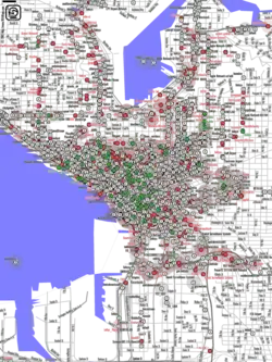 Kartierung von WLAN-Zugangspunkten in Seattle durch Wardriving mit NetStumbler, 2004