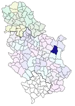Lage der Gemeinde in Serbien