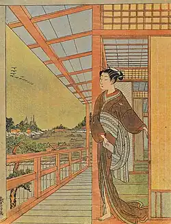 Mädchen, mit gefälschter Harunobu-Signatur