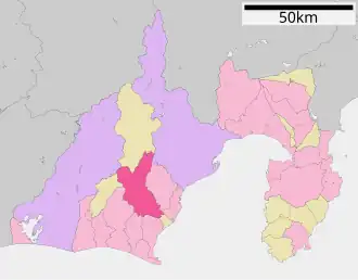 Lage Shimadas in der Präfektur