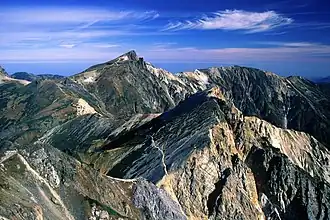 Shirouma-dake und Korenge im Herbst, Blick vom Shiroumayari