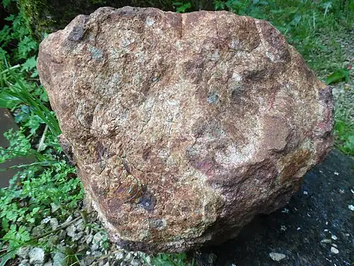 Eisenreicher Sidérolithique in eozänen/oligozänen tonig-sandigen Seesedimenten, gefunden bei Les Landes (Gemeindegrenze zu Saint-Martial-de-Valette)