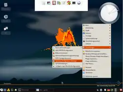 Desktop in der Razor-qt-Ausgabe von Siduction mit geöffnetem Menü