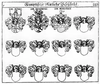 Wappendarstellung in Johann Siebmachers Wappenbuch: Kemptische Adeliche Geschlecht.
