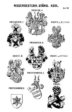 Gräfliches Wappen derer von Pranckh zu Pux in Siebmachers Wappenbuch des Niederösterreichischen Adels, 1918