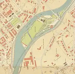 Ableitung Sihlkanal, Sihlhölzli, Wehr, Stadtplan 1900